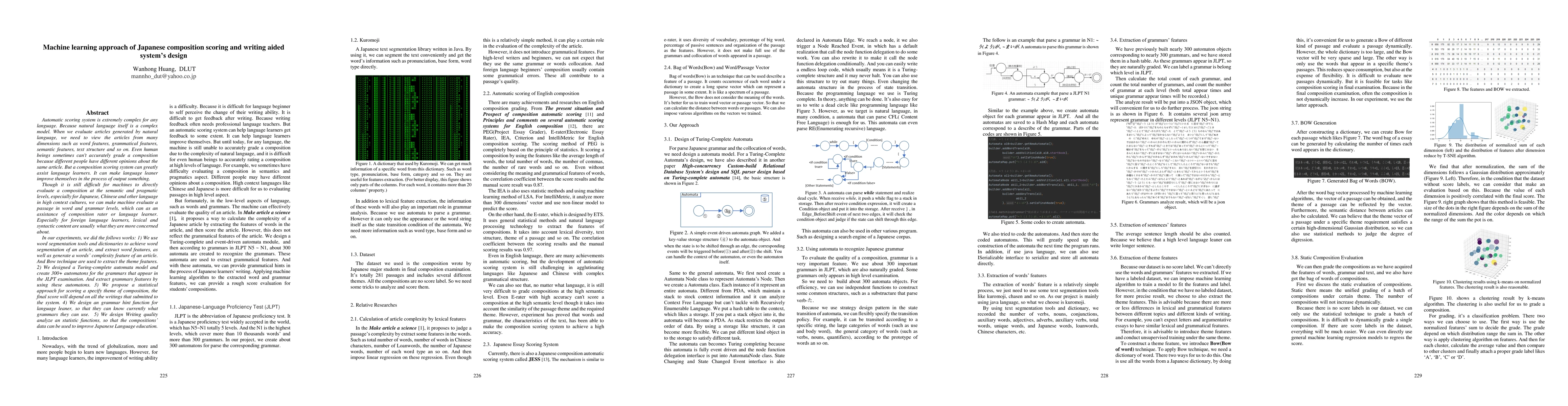 Thumbnail for Machine learning approach of Japanese composition scoring and writing
  aided system's design