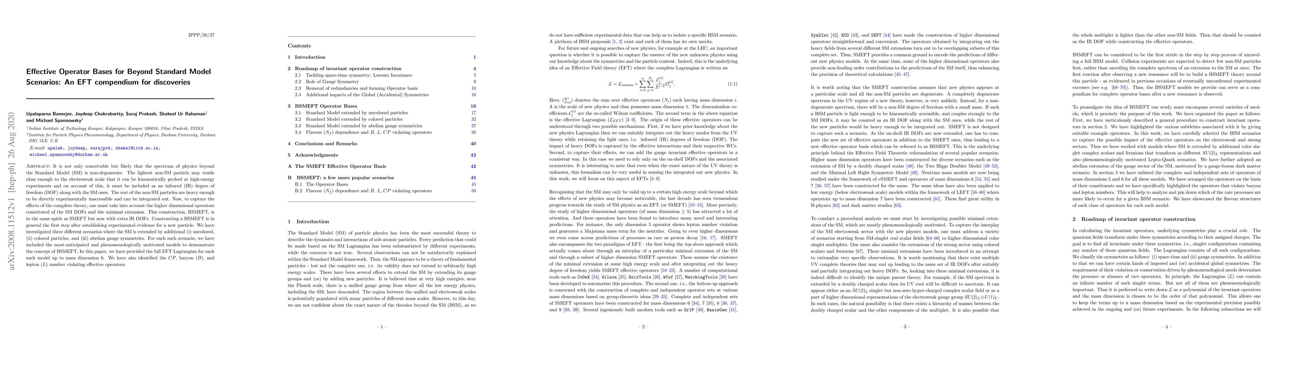 Thumbnail for Effective Operator Bases for Beyond Standard Model Scenarios: An EFT
  compendium for discoveries