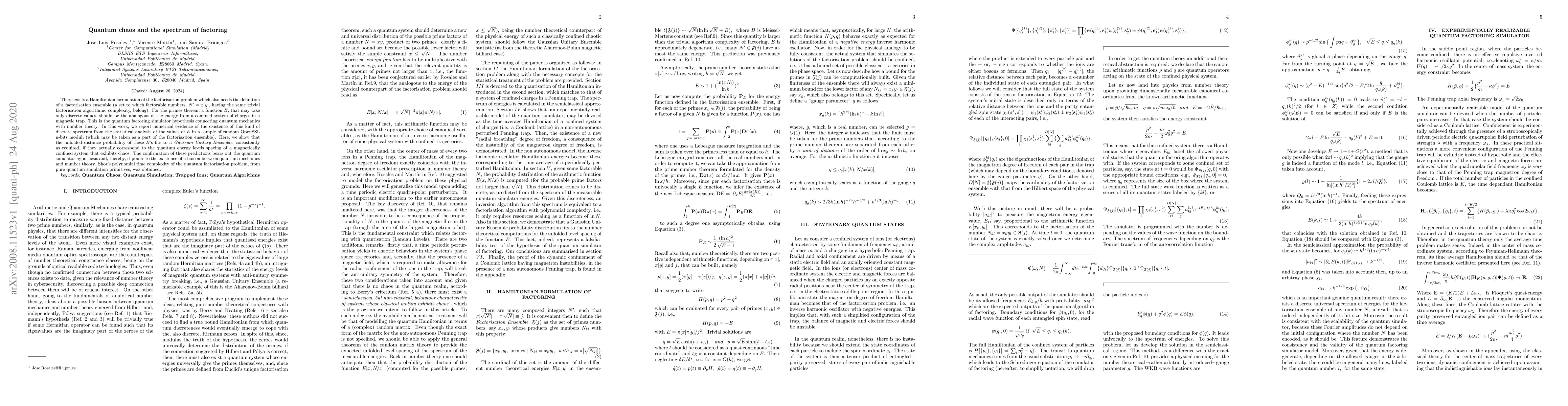 Thumbnail for Quantum Chaos and the Spectrum of Factoring