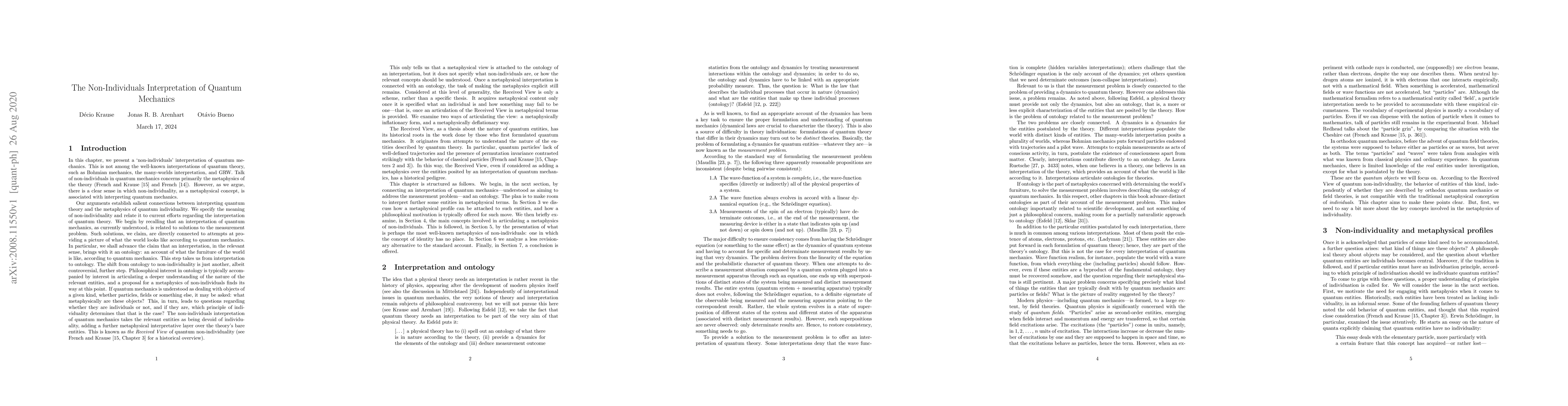 Thumbnail for The non-individuals interpretation of Quantum Mechanics