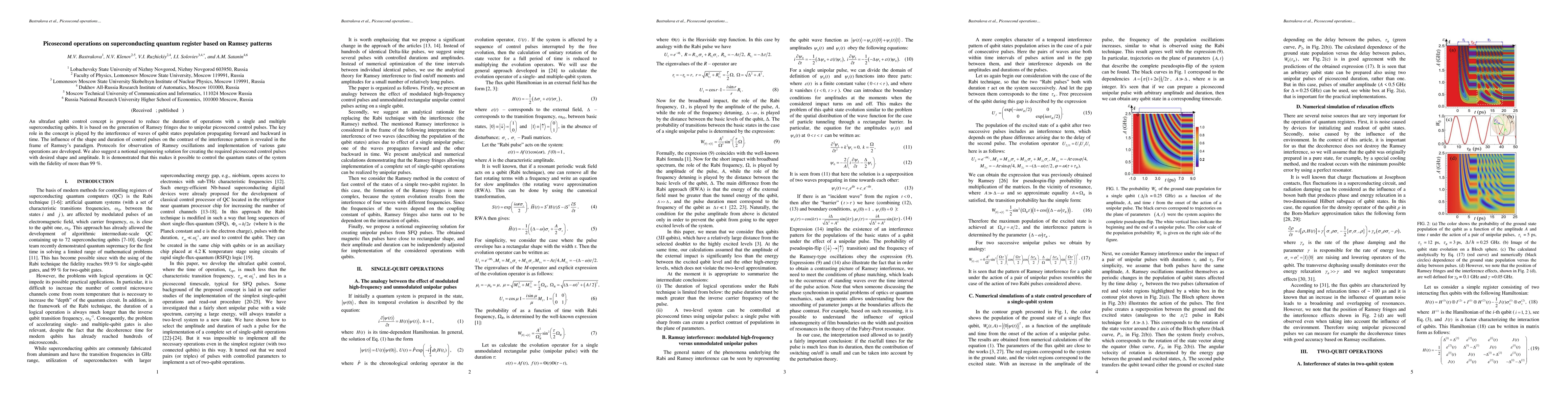 Thumbnail for Picosecond operations on superconducting quantum register based on
  Ramsey patterns