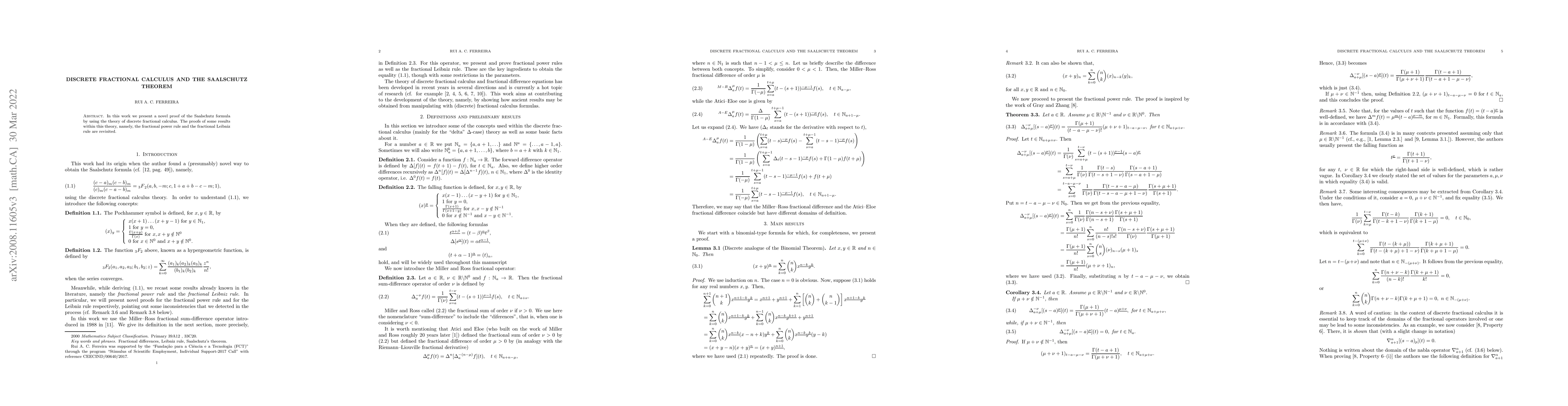 Thumbnail for Discrete fractional calculus and the Saalschutz theorem