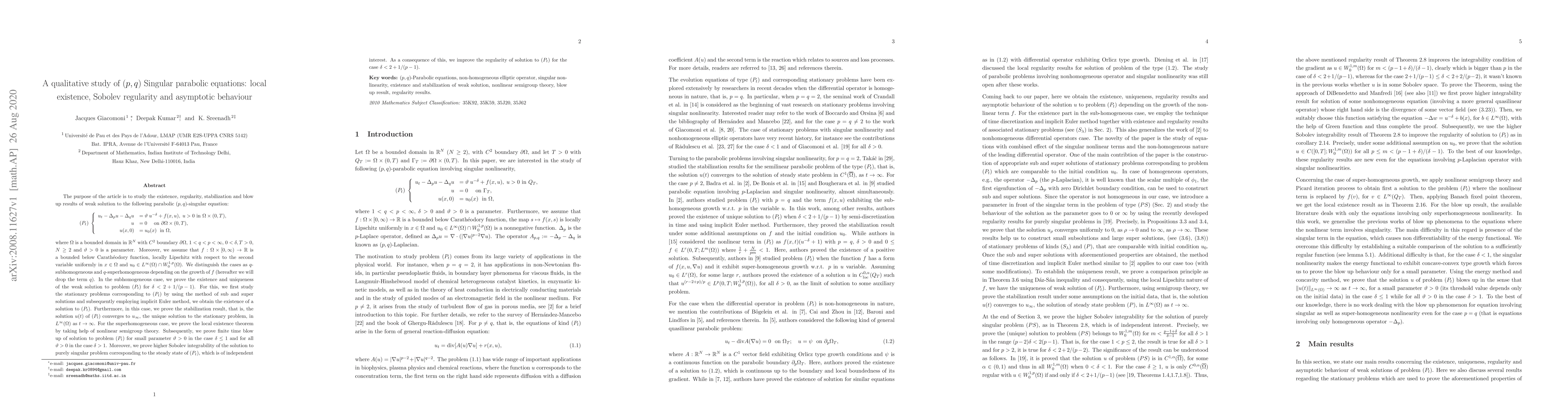 Thumbnail for A qualitative study of (p,q) Singular parabolic equations: local
  existence, Sobolev regularity and asymptotic behaviour