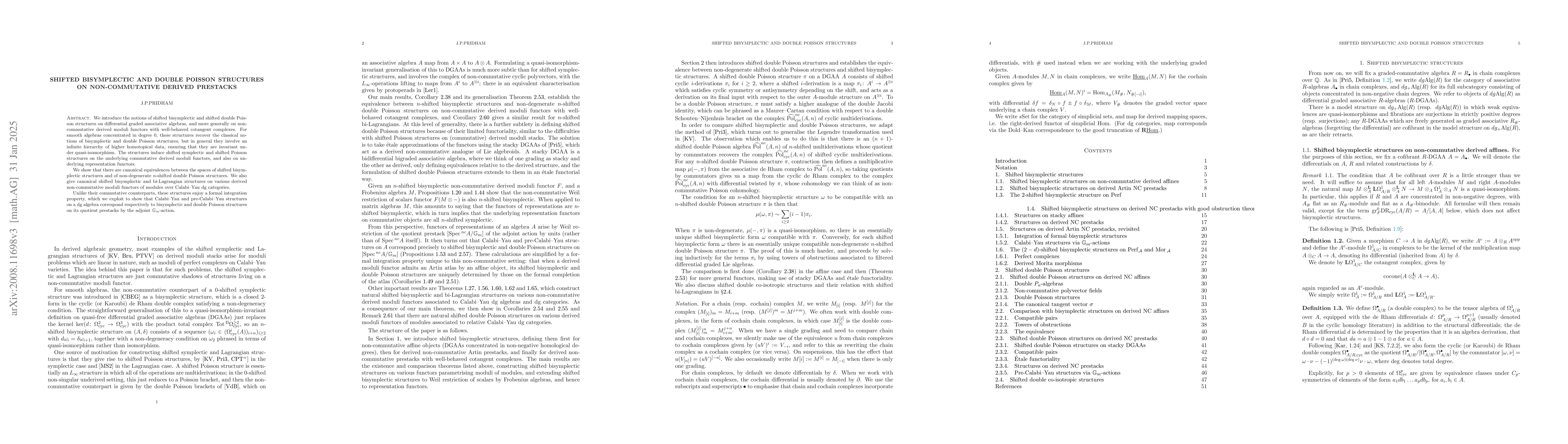 Thumbnail for Shifted bisymplectic and double Poisson structures on non-commutative
  derived prestacks