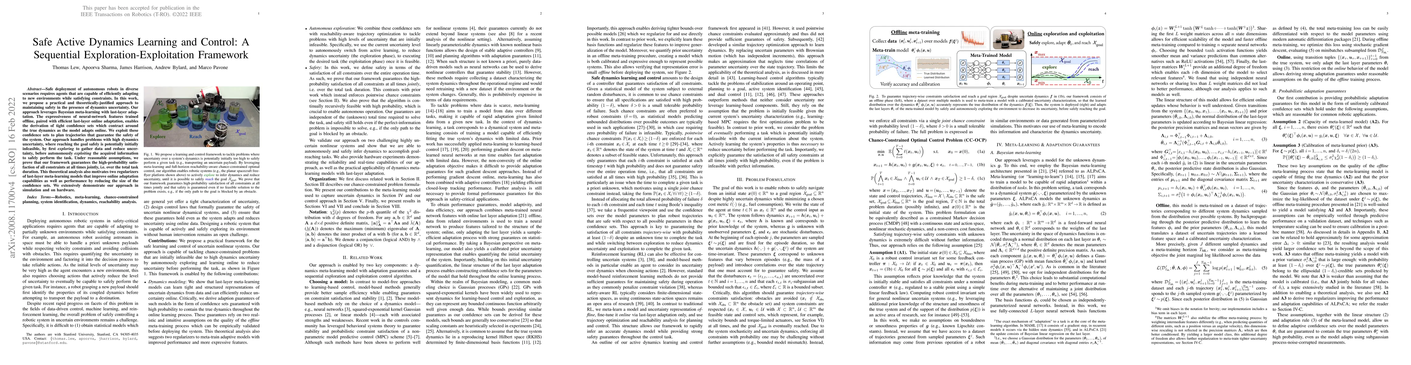 Thumbnail for Safe Active Dynamics Learning and Control: A Sequential
  Exploration-Exploitation Framework