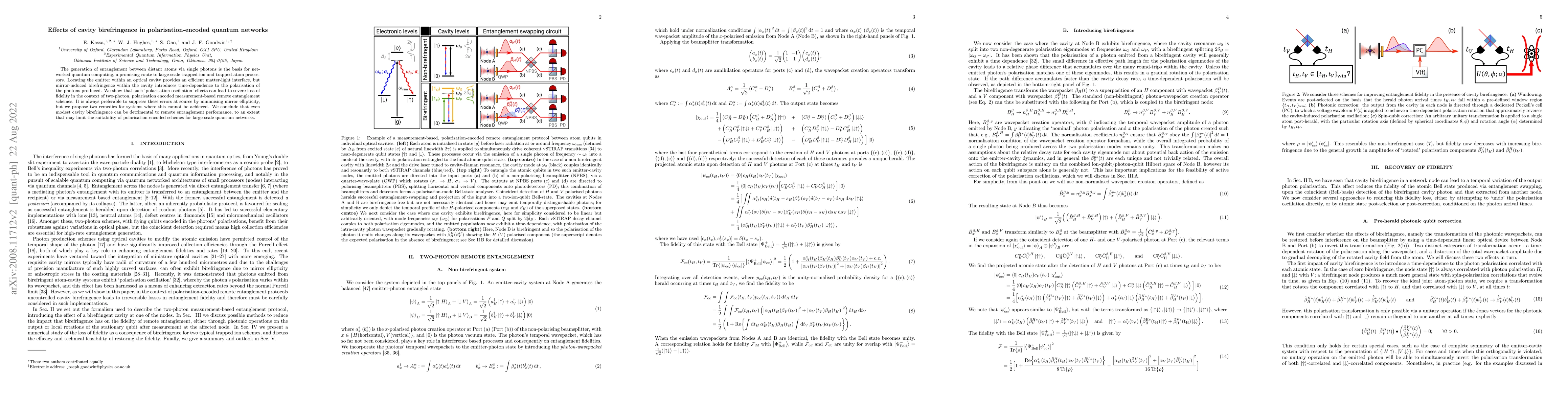Thumbnail for Effects of cavity birefringence in polarisation-encoded quantum networks