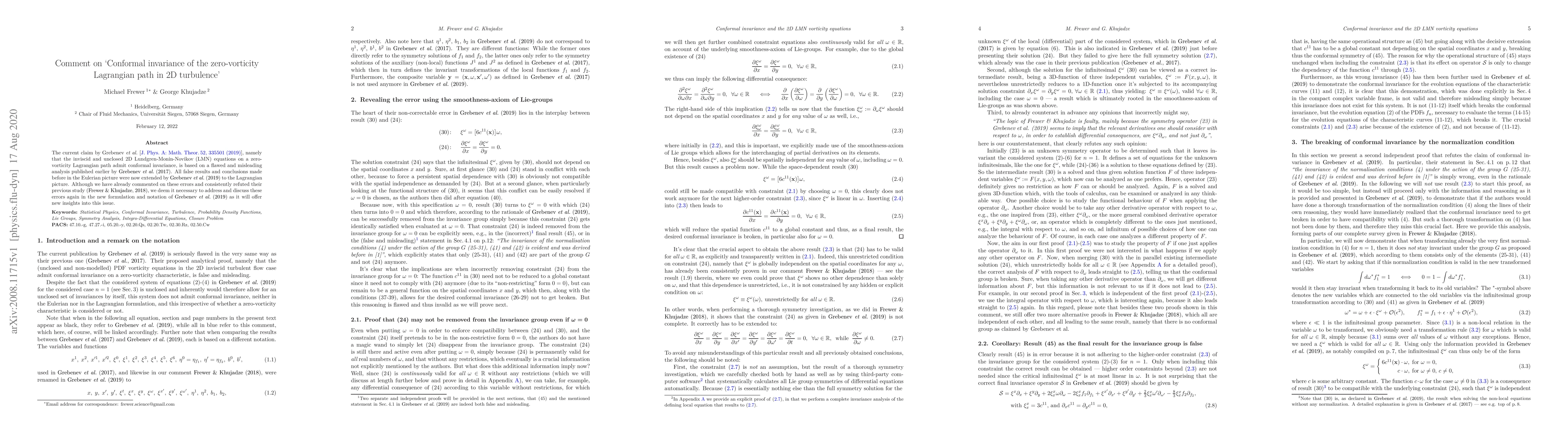 Thumbnail for Comment on 'Conformal invariance of the zero-vorticity Lagrangian path
  in 2D turbulence'