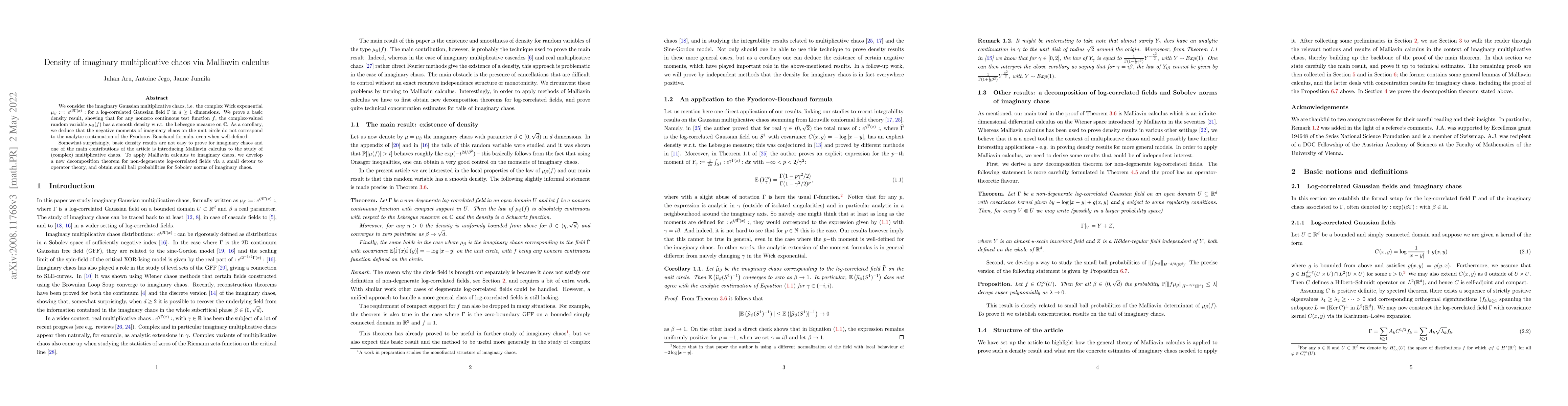 Thumbnail for Density of imaginary multiplicative chaos via Malliavin calculus