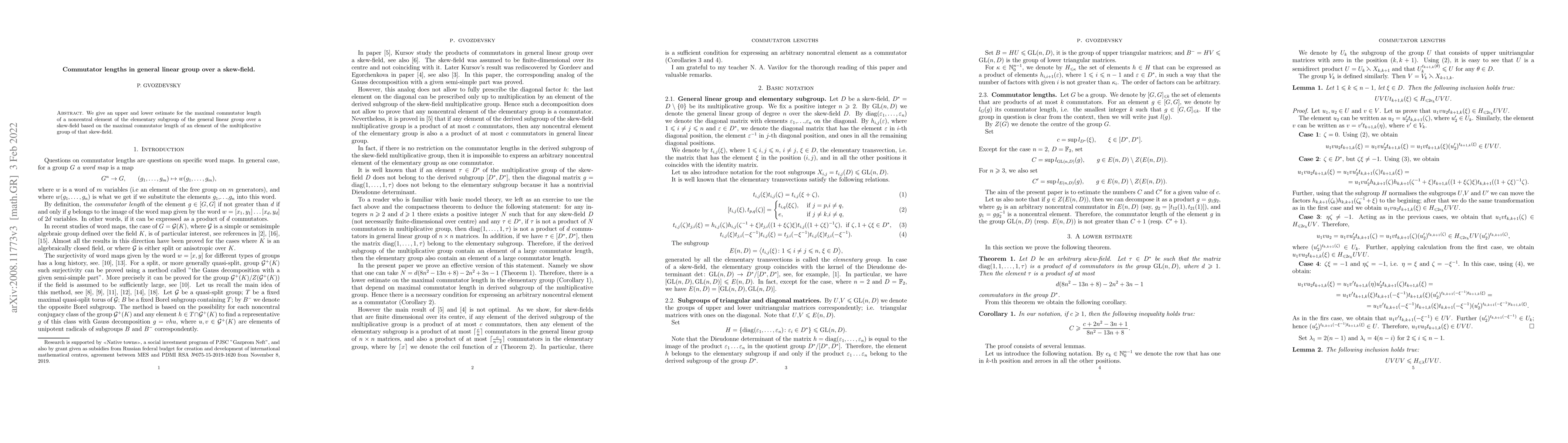 Thumbnail for Commutator lengths in general linear group over a skew-field