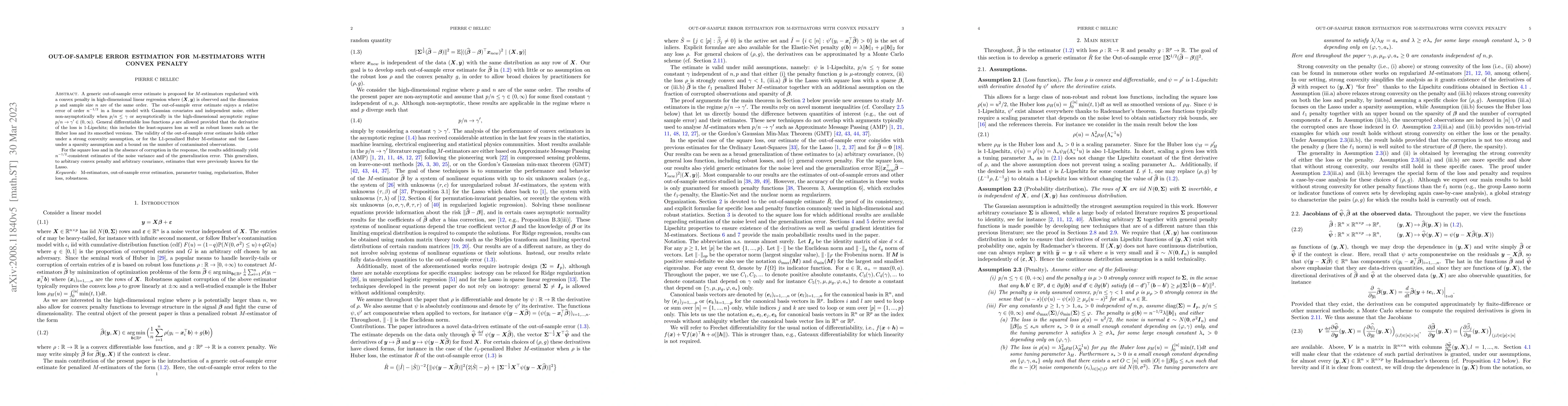 Thumbnail for Out-of-sample error estimate for robust M-estimators with convex penalty