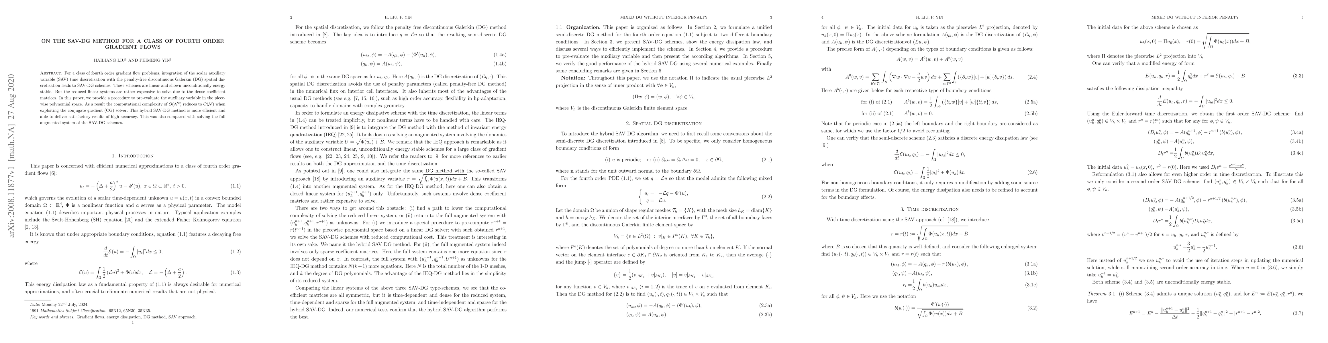 Thumbnail for On the SAV-DG method for a class of fourth order gradient flows