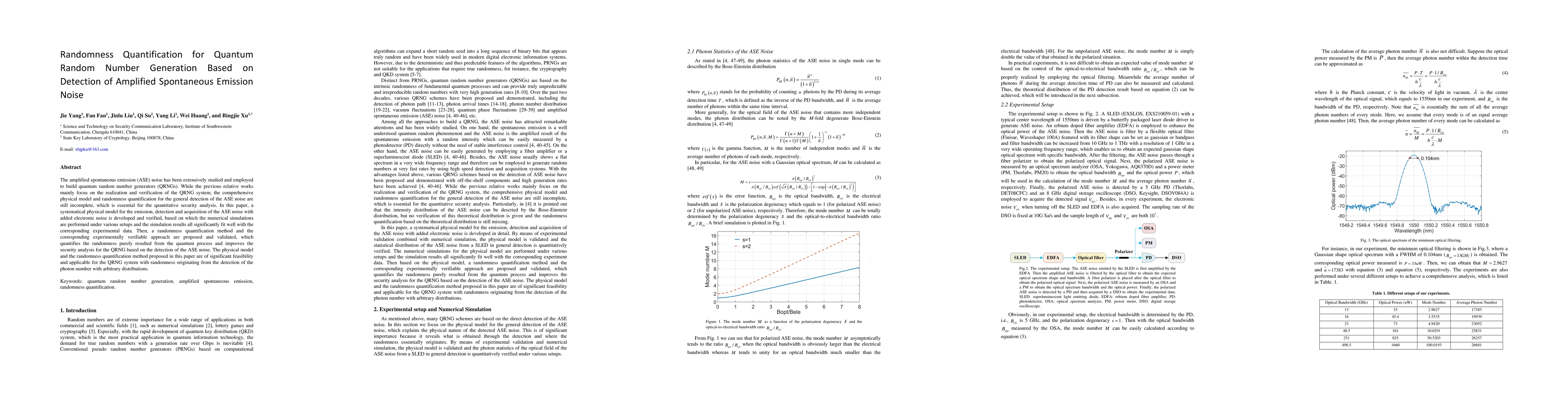 Thumbnail for Randomness Quantification for Quantum Random Number Generation Based on
  Detection of Amplified Spontaneous Emission Noise
