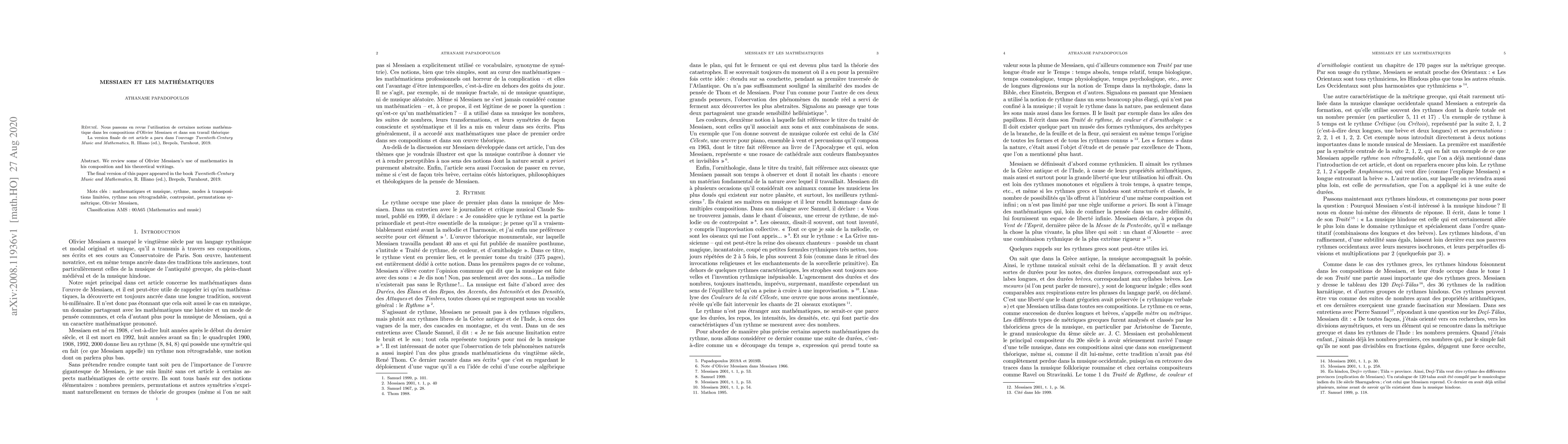 Thumbnail for Messiaen et les math\'ematiques