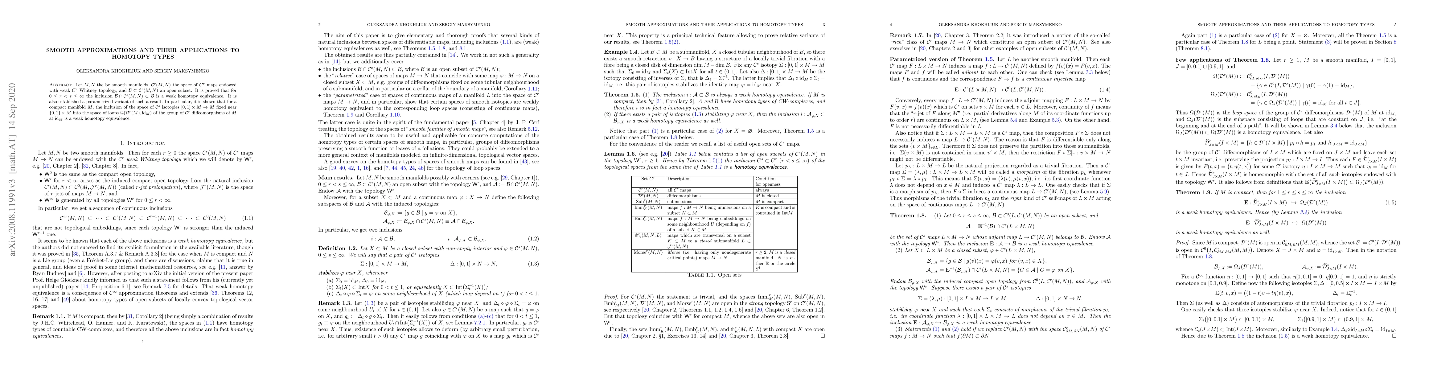 Thumbnail for Smooth approximations and their applications to homotopy types