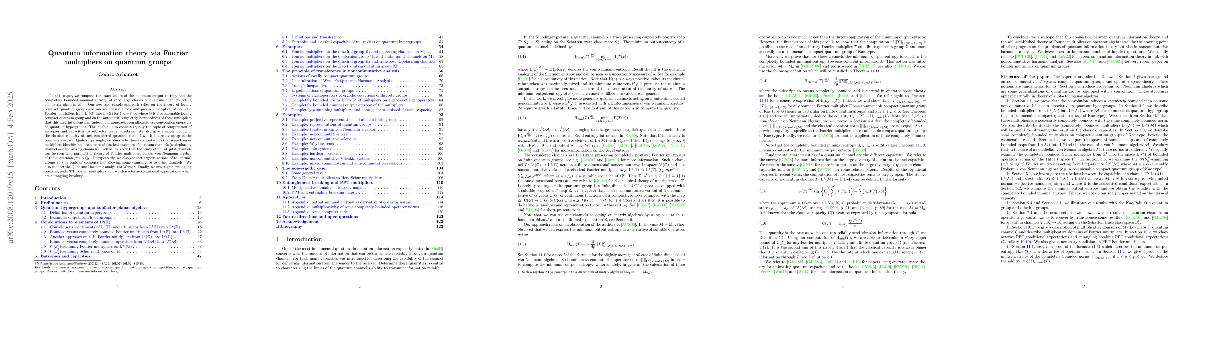 Thumbnail for Quantum information theory and Fourier multipliers on quantum groups