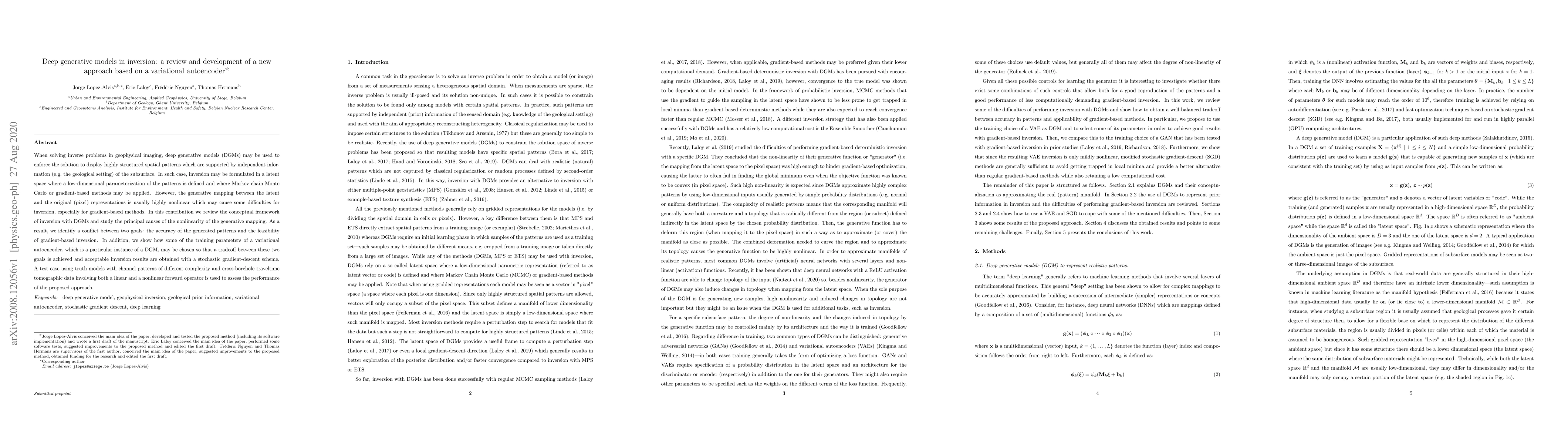 Thumbnail for Deep generative models in inversion: a review and development of a new
  approach based on a variational autoencoder