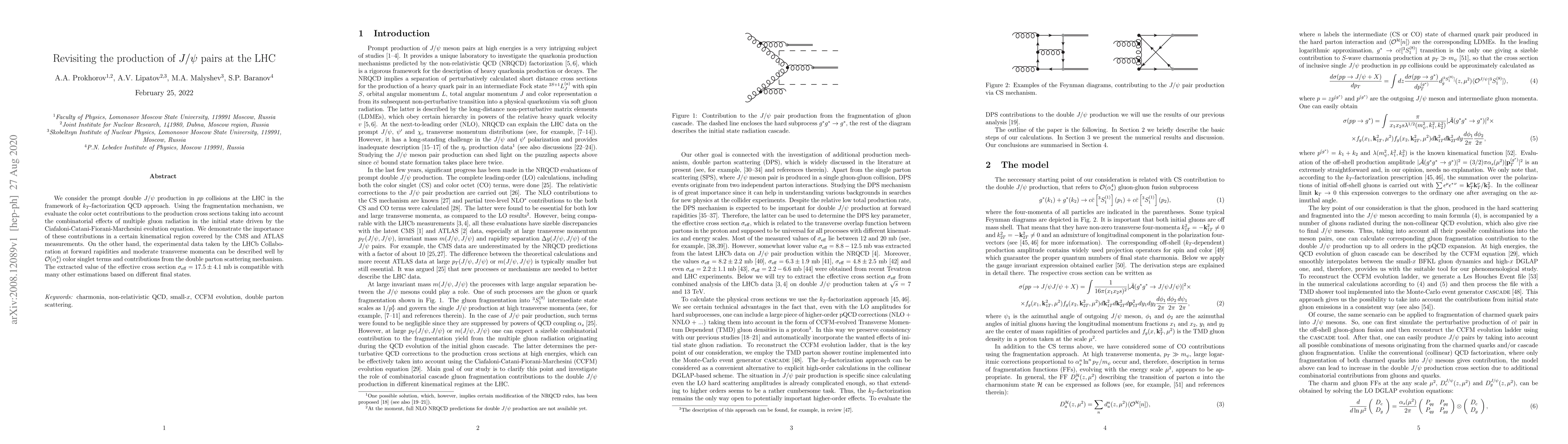 Thumbnail for Revisiting the production of $J/\psi$ pairs at the LHC