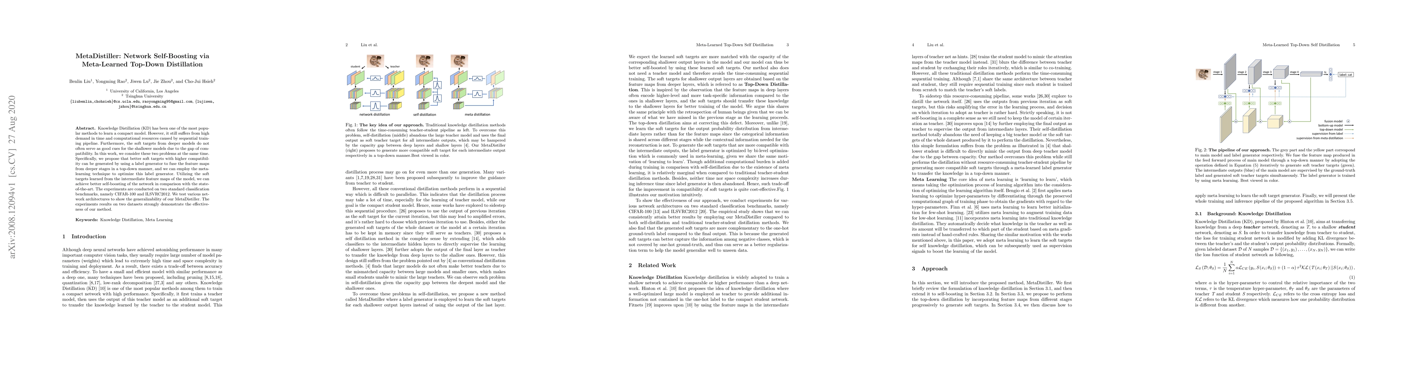 Thumbnail for MetaDistiller: Network Self-Boosting via Meta-Learned Top-Down
  Distillation