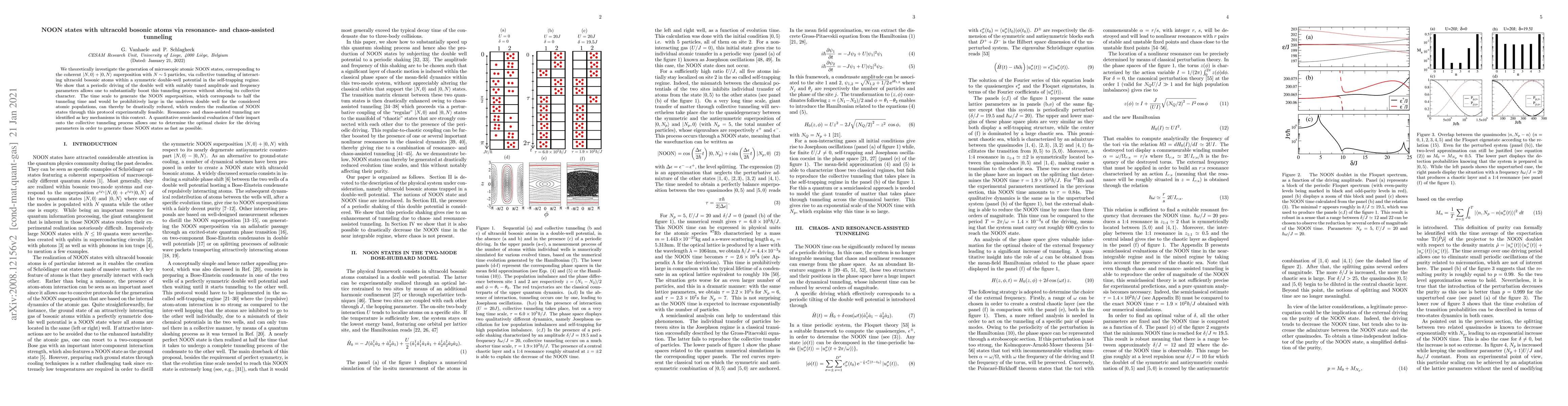 Thumbnail for NOON states with ultracold bosonic atoms via resonance- and
  chaos-assisted tunneling
