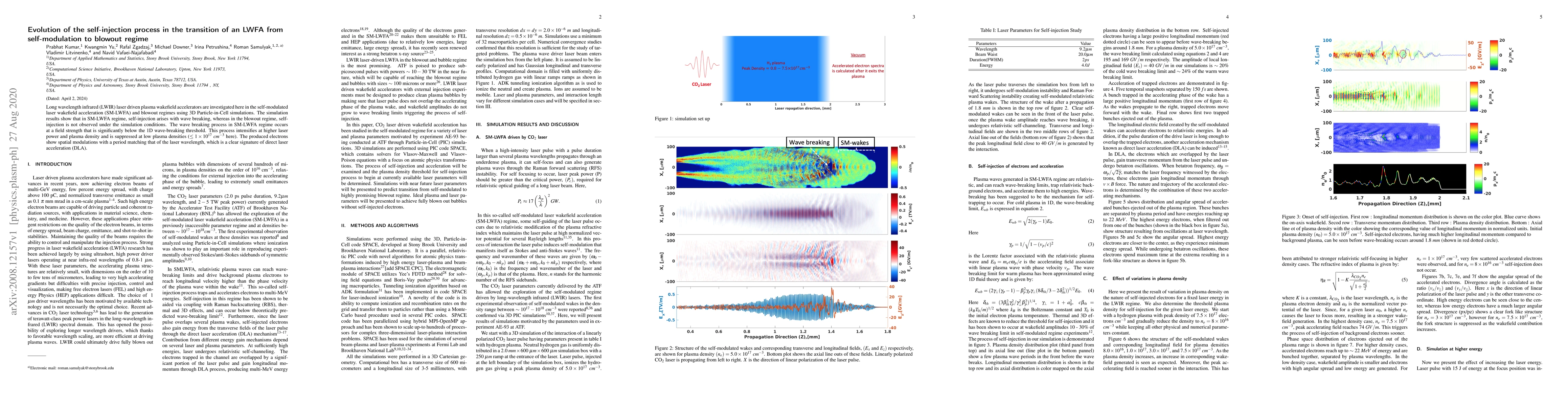 Thumbnail for Evolution of the self-injection process in the transition of an LWFA
  from self-modulation to blowout regime