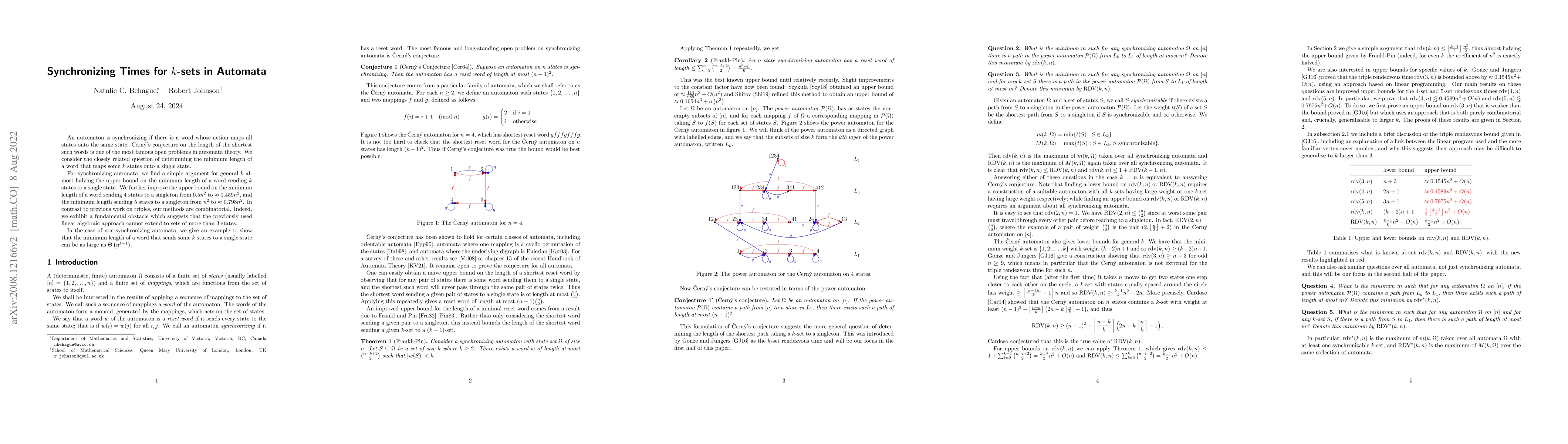 Thumbnail for Synchronizing Times for $k$-sets in Automata