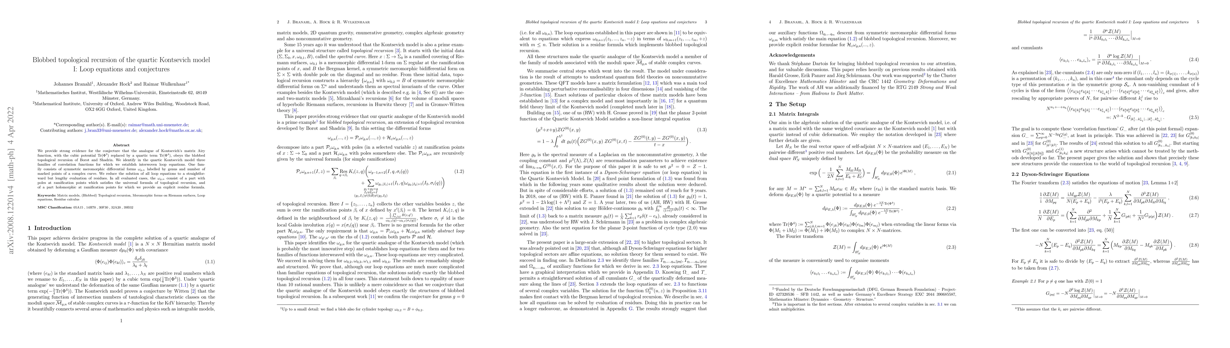 Thumbnail for Blobbed topological recursion of the quartic Kontsevich model I: Loop
  equations and conjectures