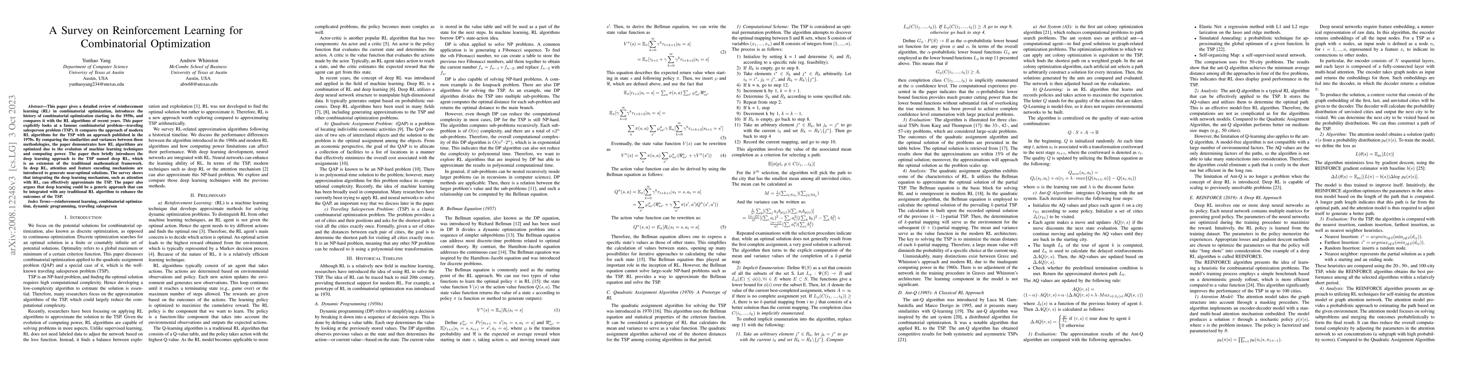 Thumbnail for A Survey on Reinforcement Learning for Combinatorial Optimization