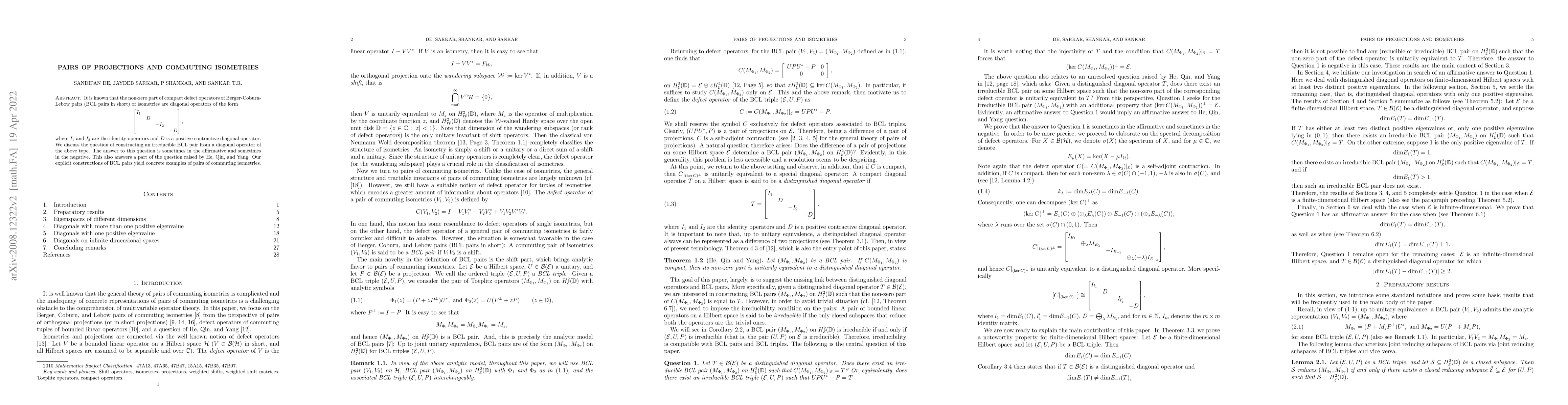 Thumbnail for Pairs of projections and commuting isometries