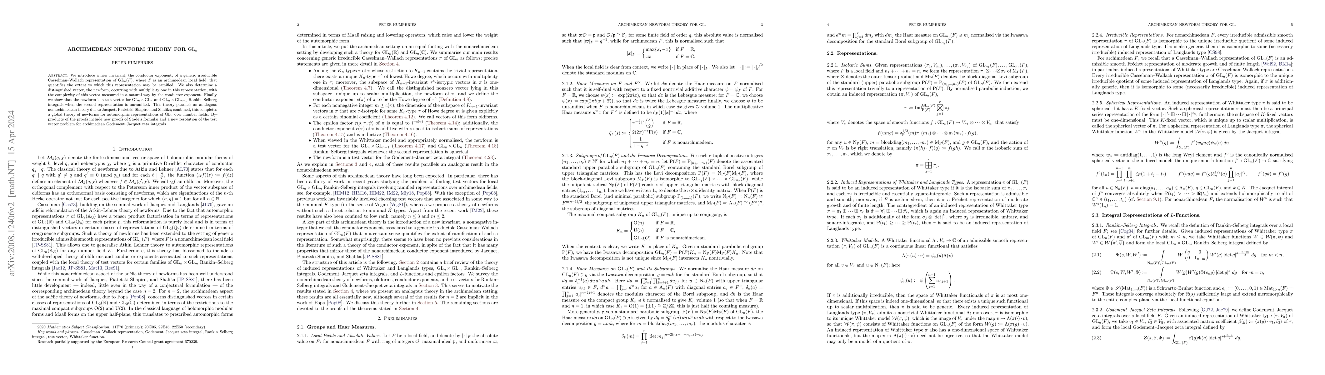 Thumbnail for Archimedean Newform Theory for $\mathrm{GL}_n$