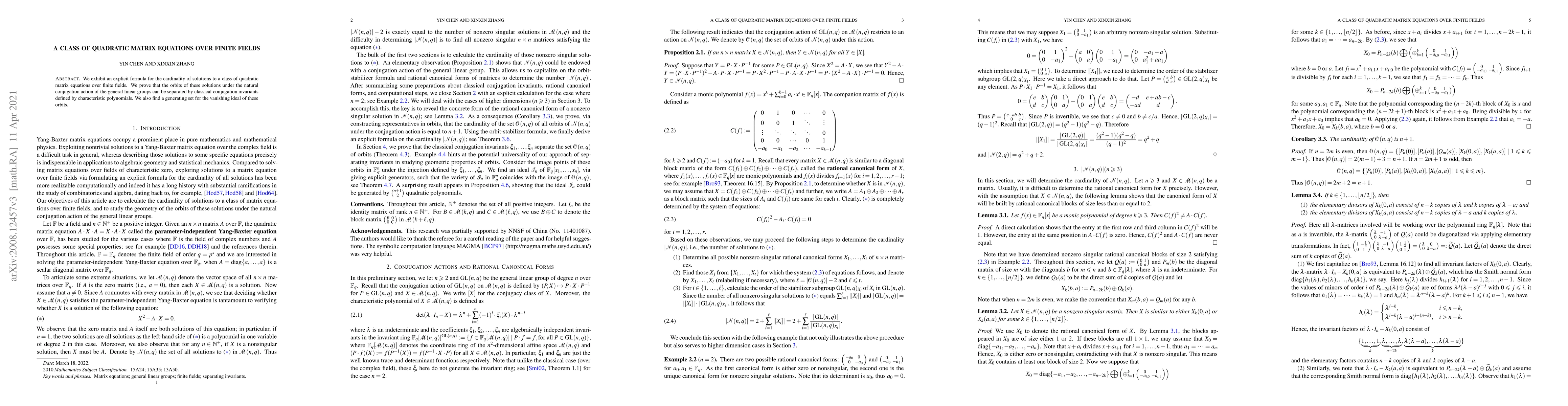 Thumbnail for A class of quadratic matrix equations over finite fields