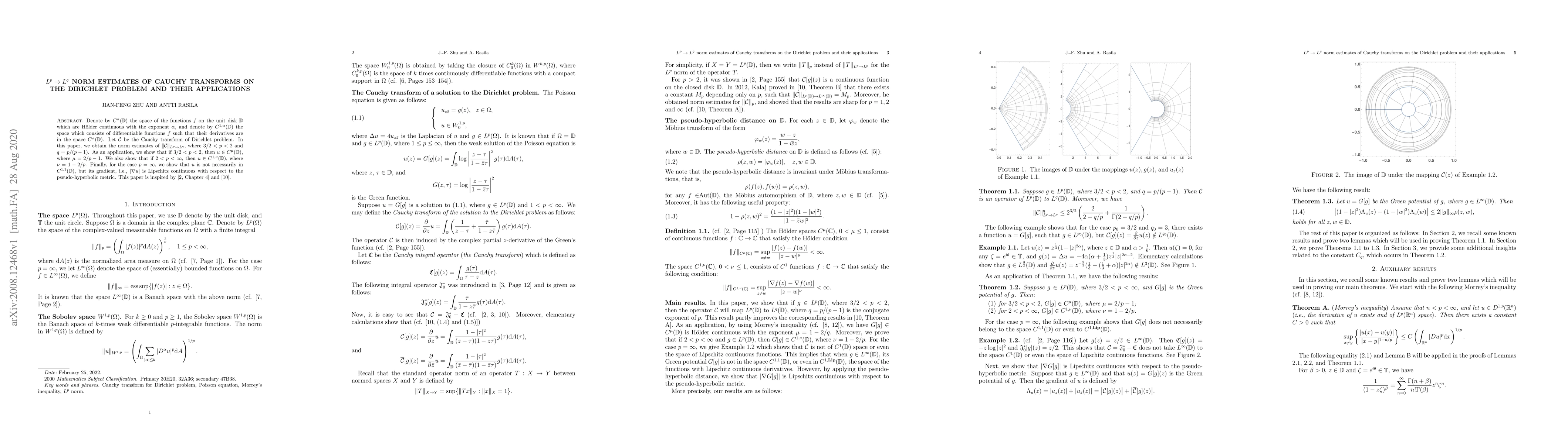 Thumbnail for $L^p\to L^q$ norm estimates of Cauchy transforms on the Dirichlet
  problem and their applications