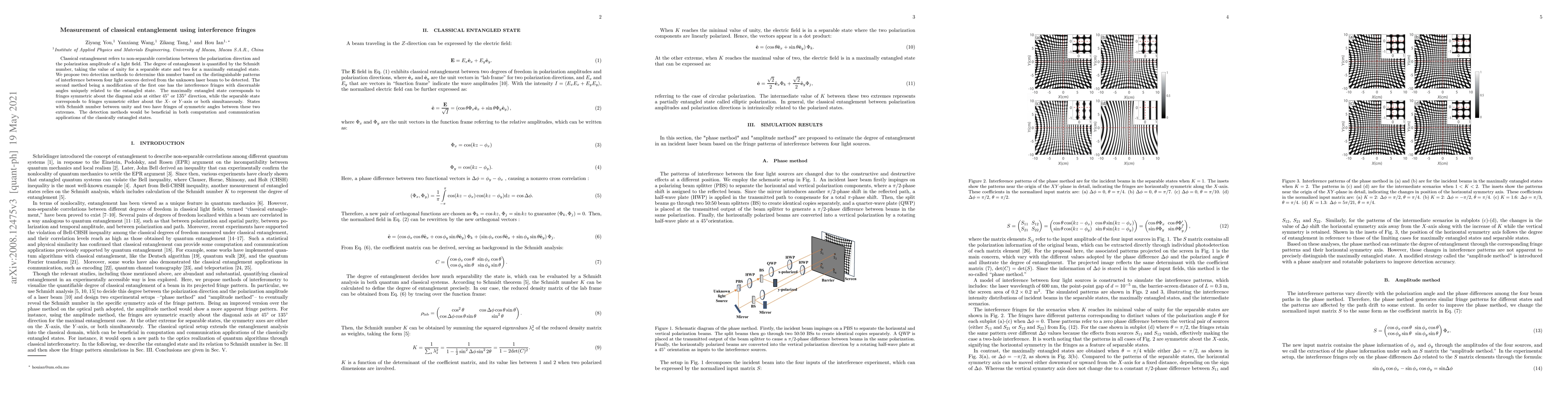 Thumbnail for Measurement of classical entanglement using interference fringes
