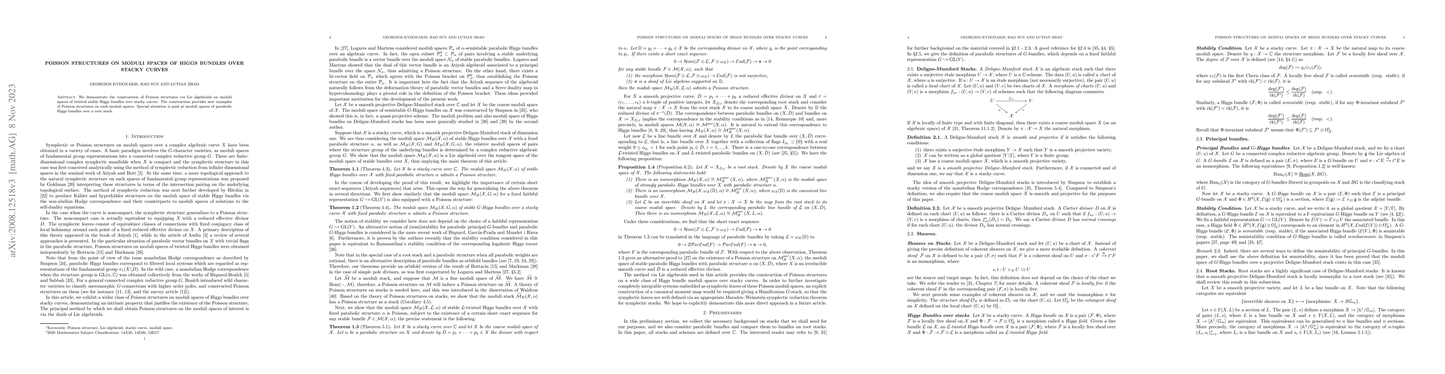 Thumbnail for Poisson Structures on Moduli Spaces of Higgs Bundles over Stacky Curves