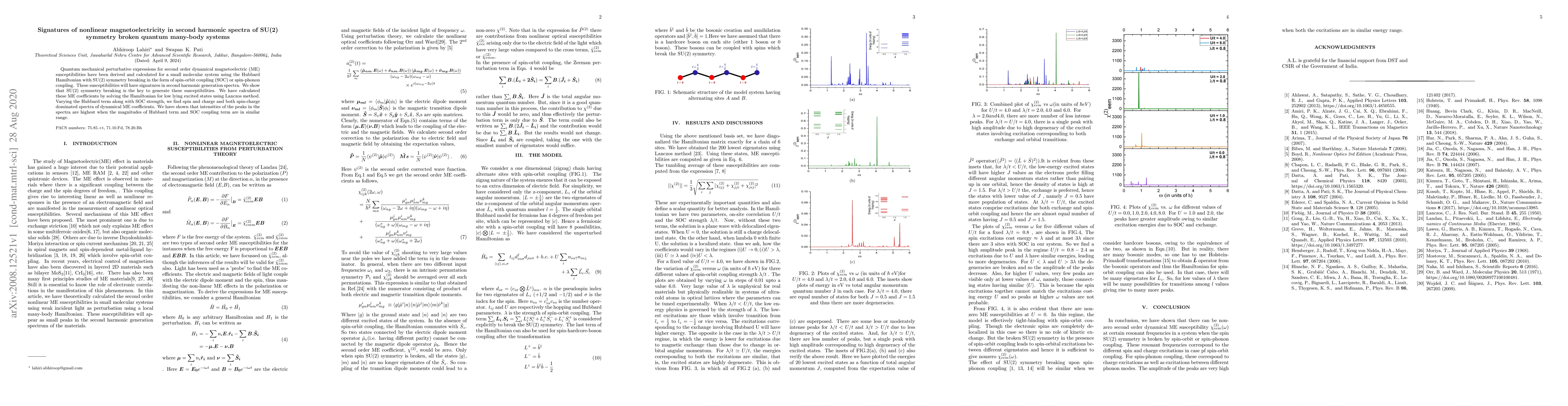 Thumbnail for Signatures of nonlinear magnetoelectricity in second harmonic spectra of
  SU(2) symmetry broken quantum many-body systems