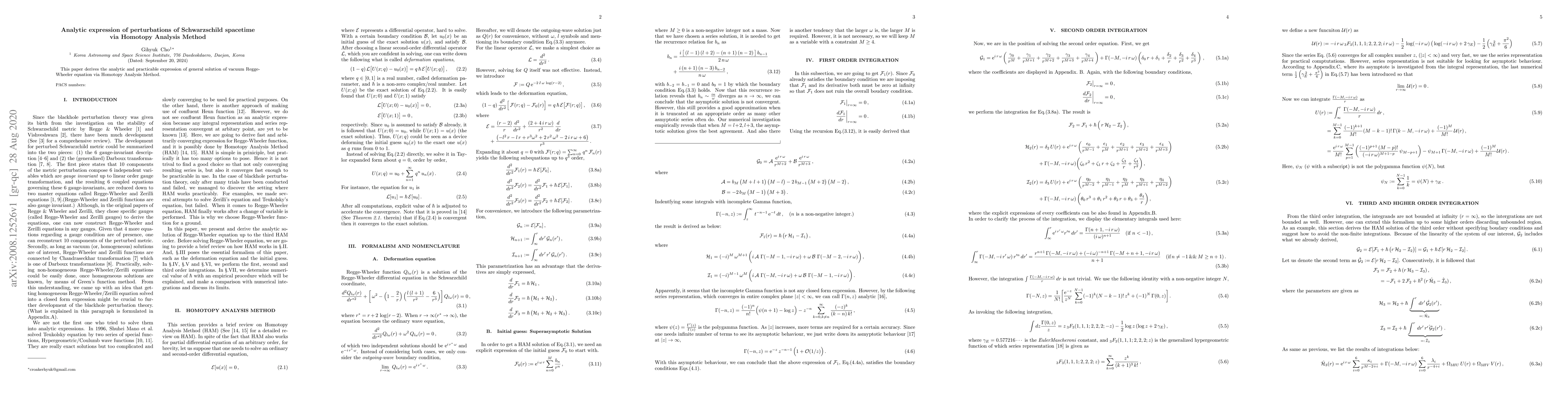 Thumbnail for Analytic expression of perturbations of Schwarzschild spacetime via
  Homotopy Analysis Method