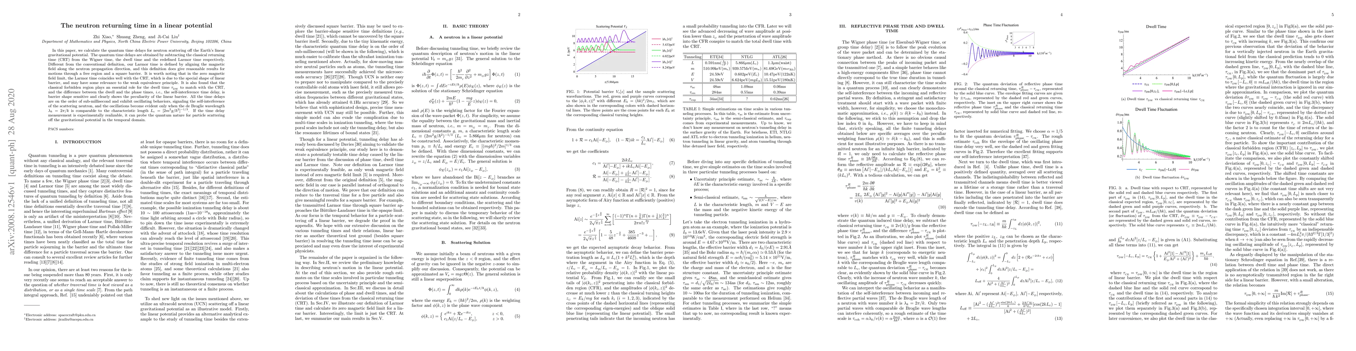 Thumbnail for The neutron returning time in a linear potential