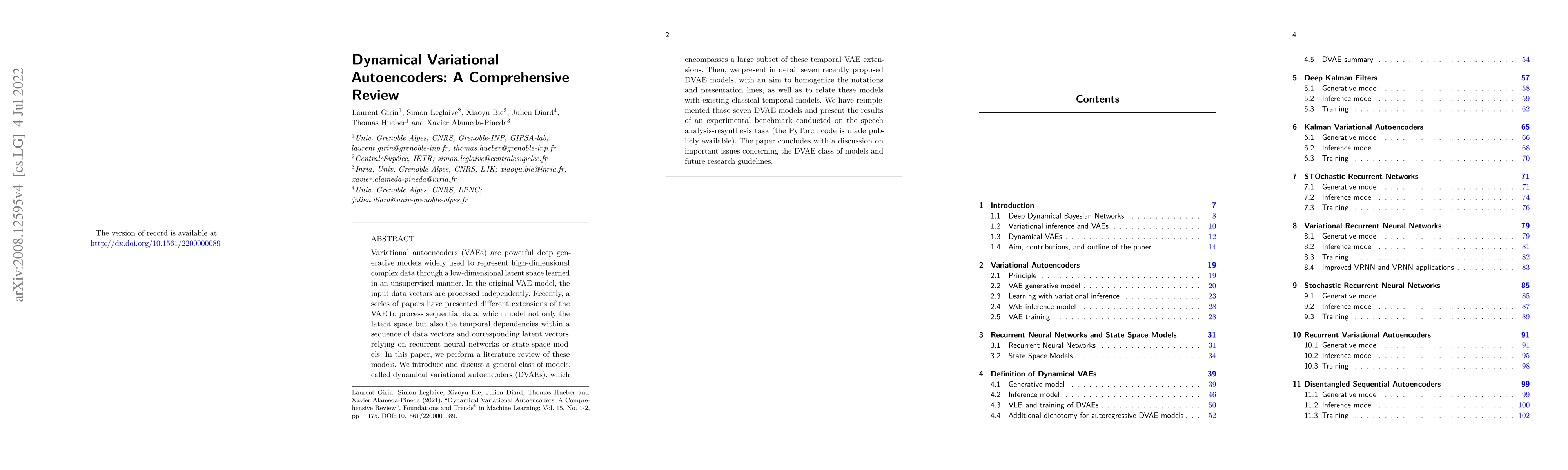 Thumbnail for Dynamical Variational Autoencoders: A Comprehensive Review