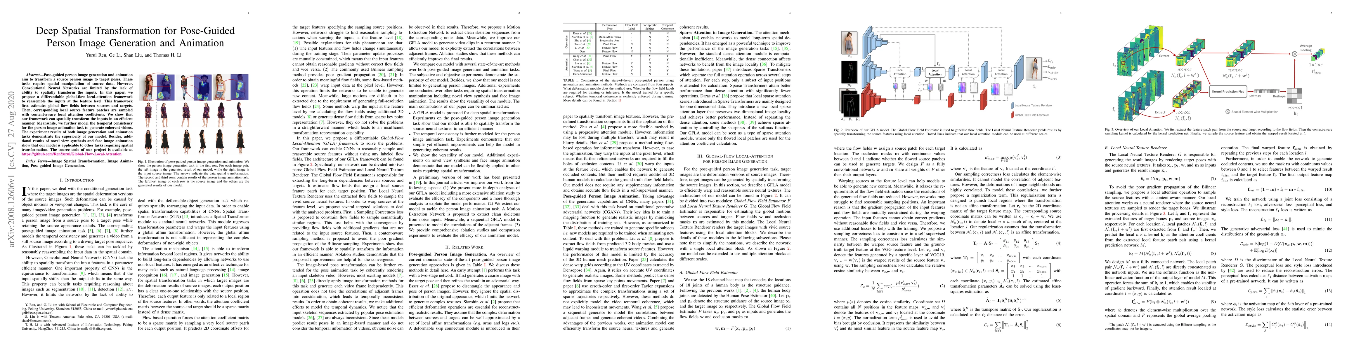 Thumbnail for Deep Spatial Transformation for Pose-Guided Person Image Generation and
  Animation