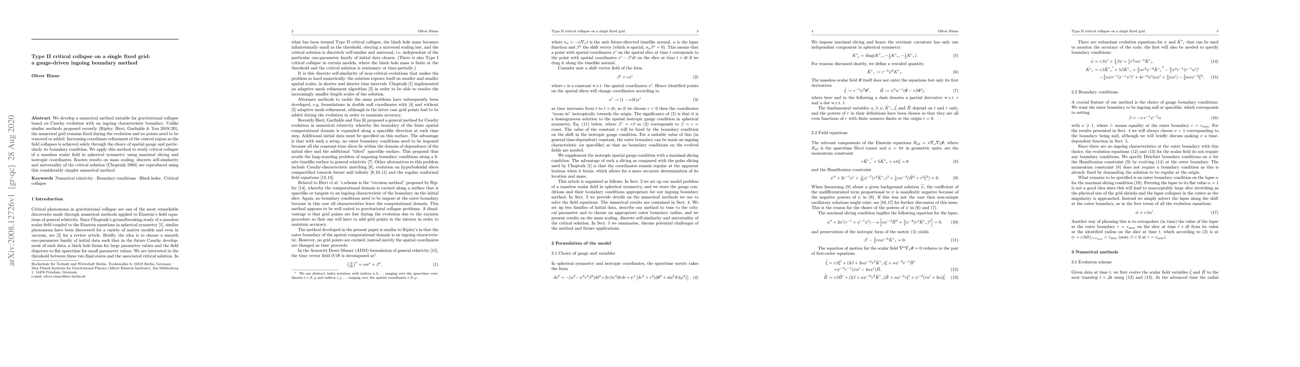 Thumbnail for Type II critical collapse on a single fixed grid: a gauge-driven ingoing
  boundary method