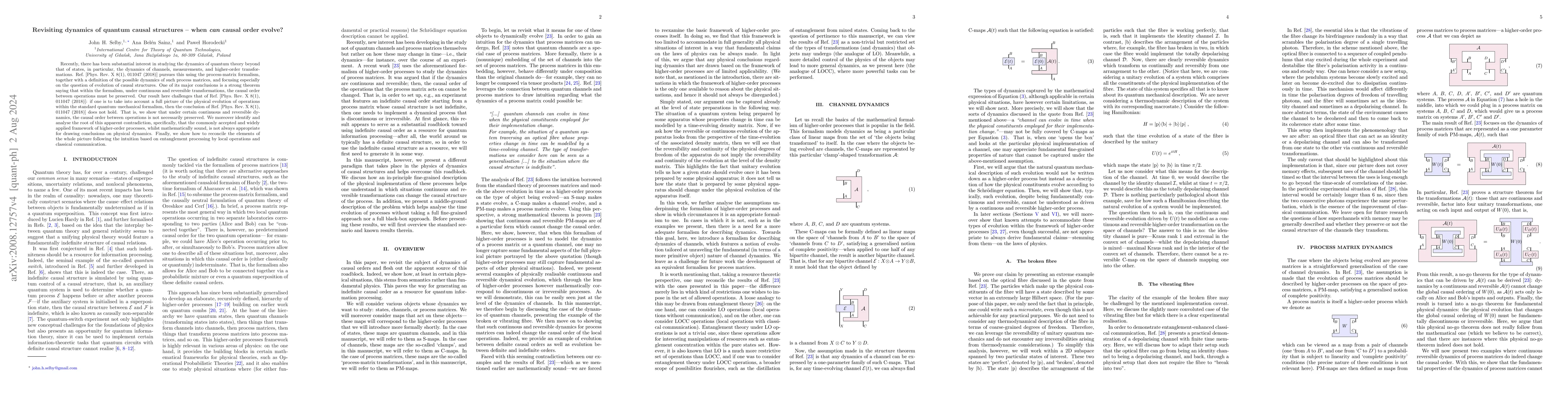 Thumbnail for Revisiting dynamics of quantum causal structures -- when can causal
  order evolve?
