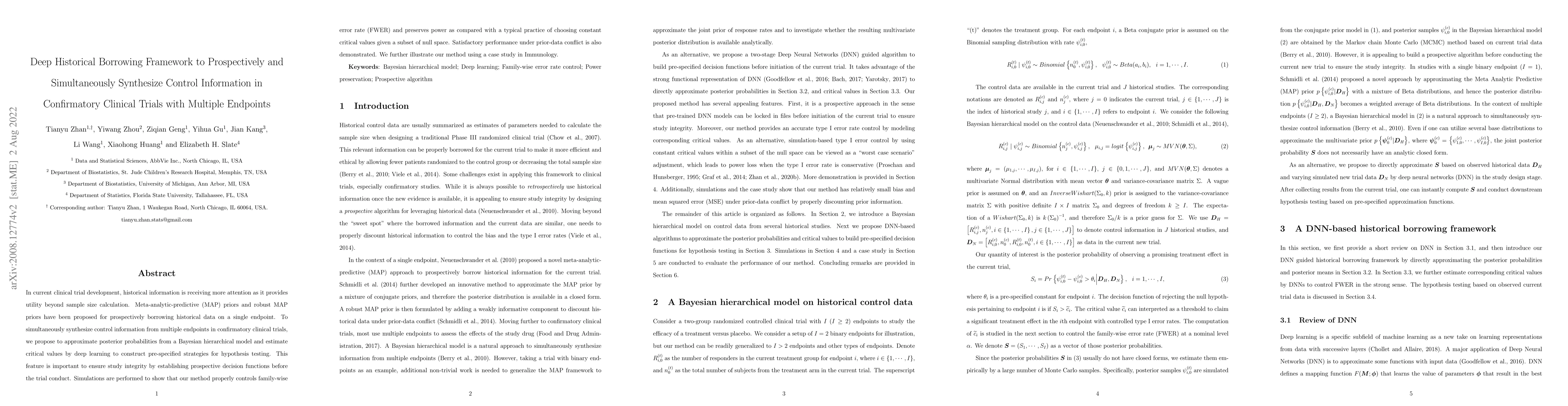 Thumbnail for Deep Historical Borrowing Framework to Prospectively and Simultaneously
  Synthesize Control Information in Confirmatory Clinical Trials with Multiple
  Endpoints