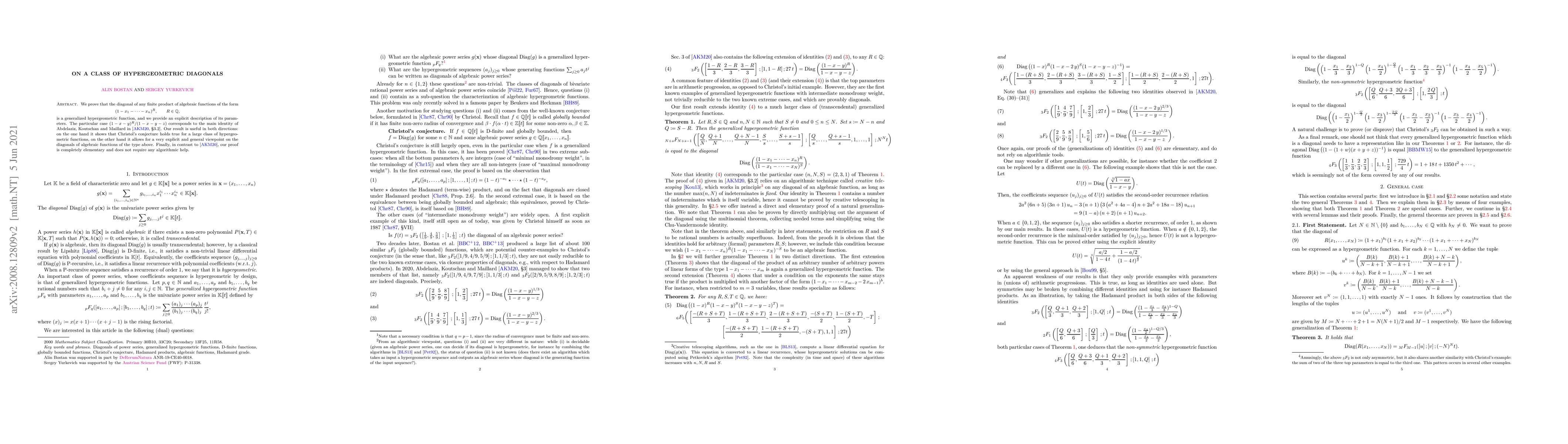 Thumbnail for On a Class of Hypergeometric Diagonals