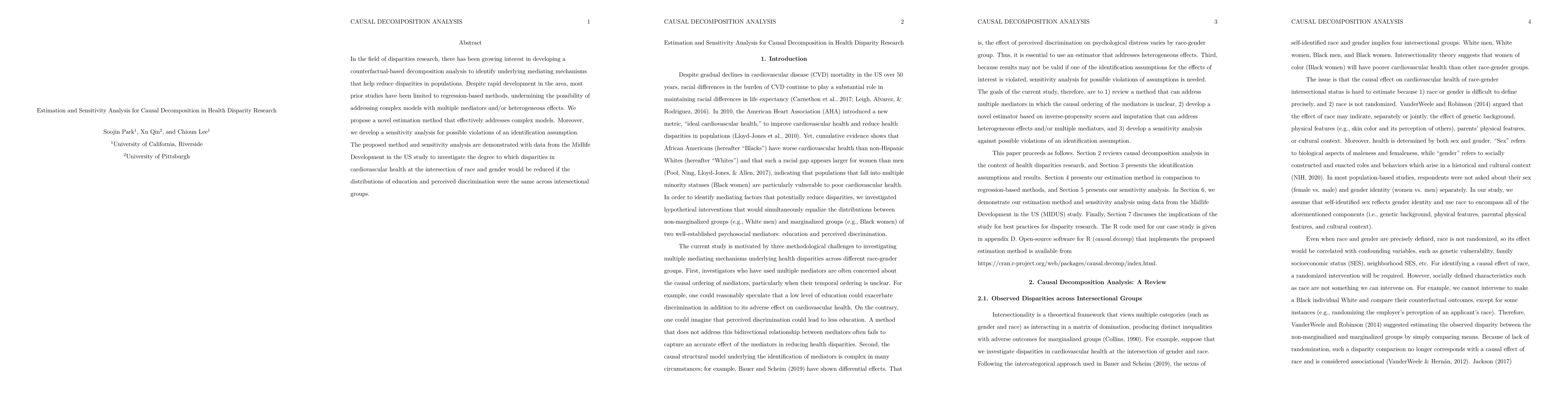 Thumbnail for Estimation and Sensitivity Analysis for Causal Decomposition in Heath
  Disparity Research