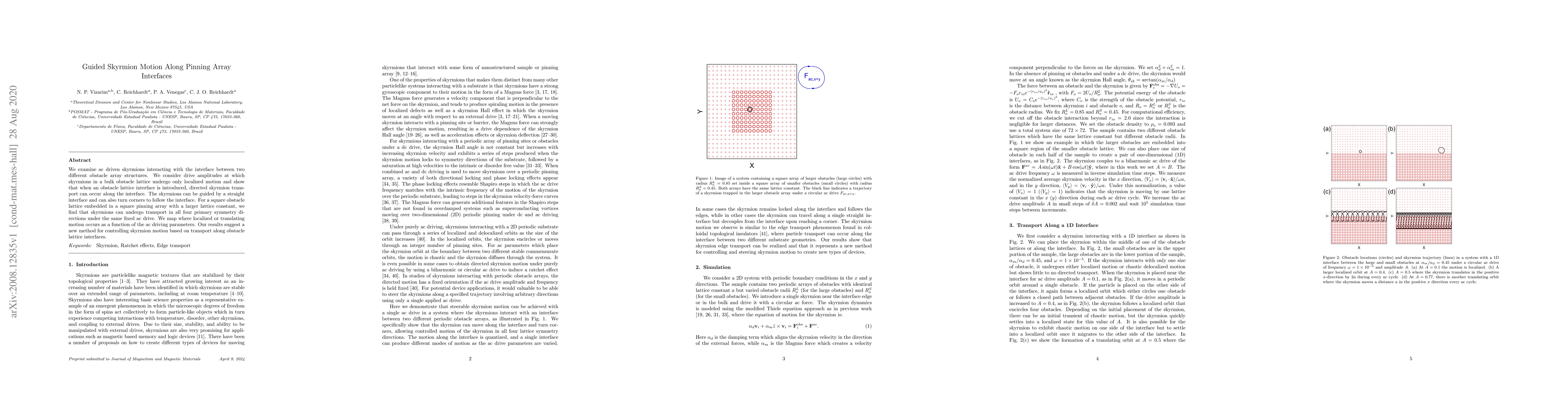 Thumbnail for Guided Skyrmion Motion Along Pinning Array Interfaces