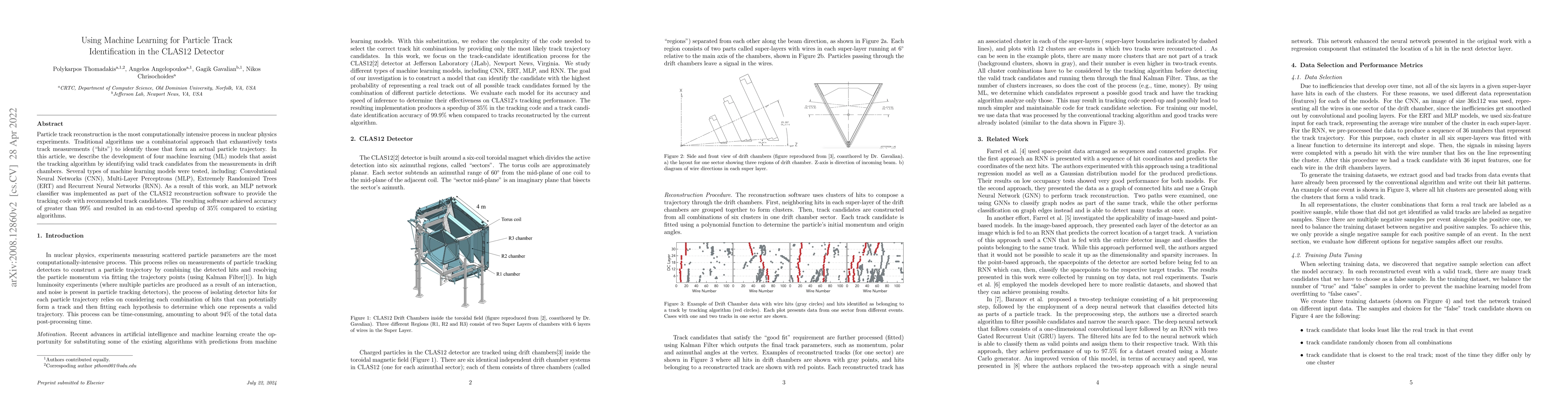 Thumbnail for Using Machine Learning for Particle Track Identification in the CLAS12
  Detector