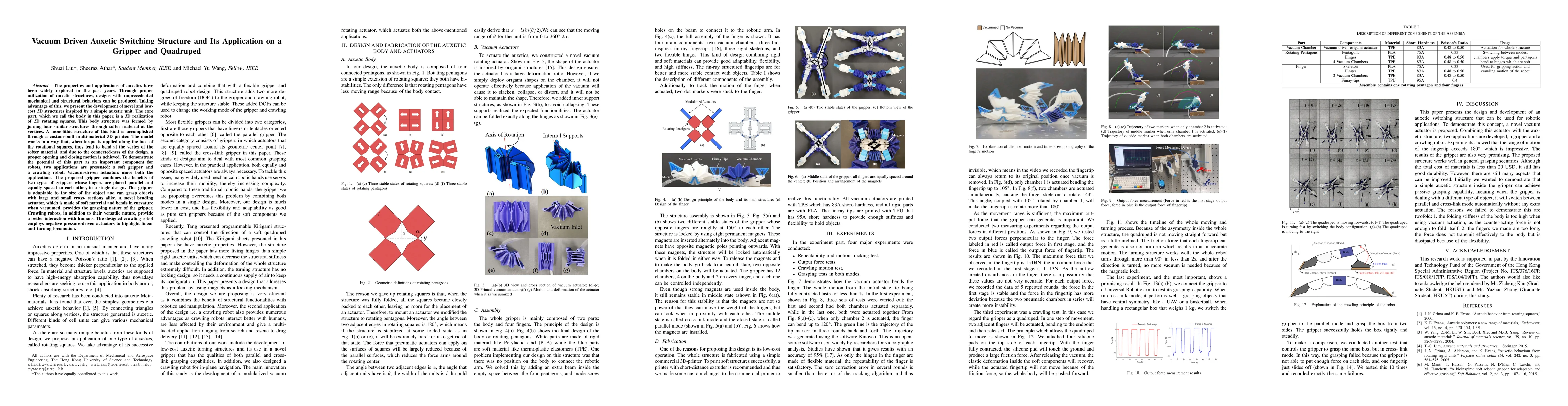 Thumbnail for Vacuum Driven Auxetic Switching Structure and Its Application on a
  Gripper and Quadruped