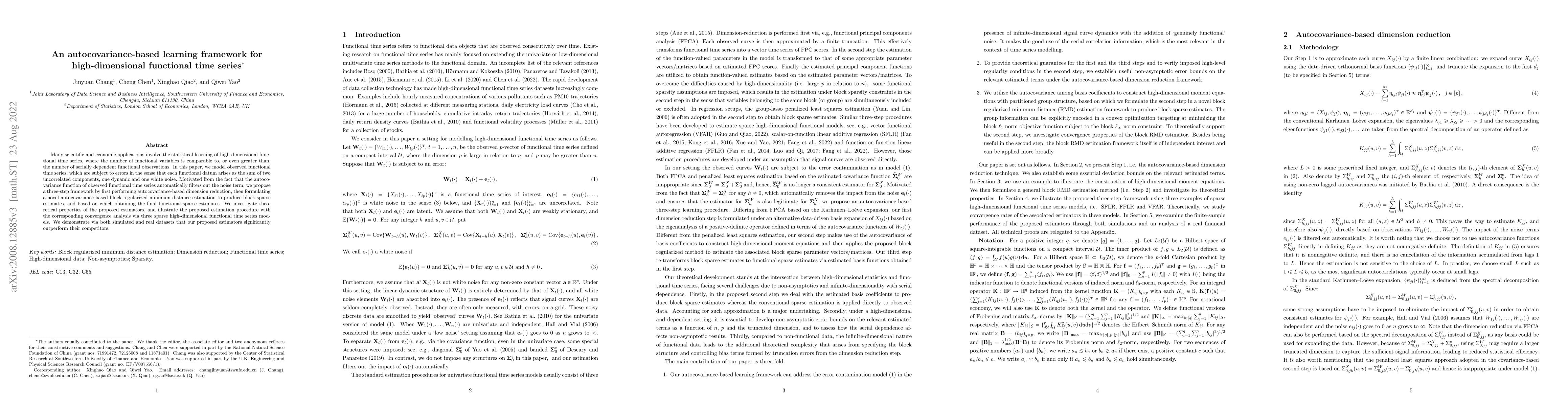 Thumbnail for An autocovariance-based learning framework for high-dimensional
  functional time series