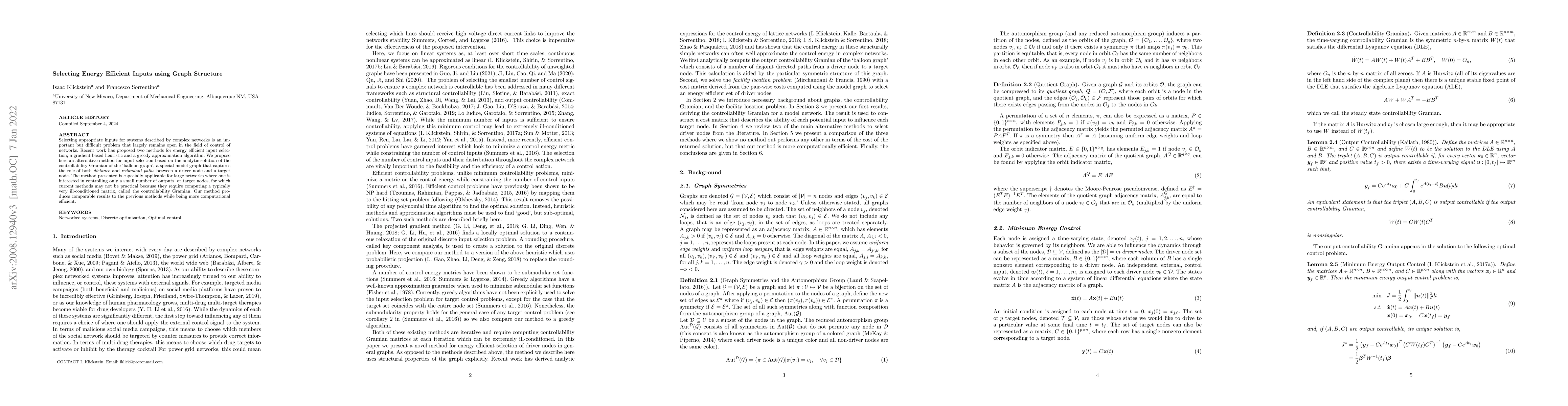 Thumbnail for Selecting Energy Efficient Inputs using Graph Structure