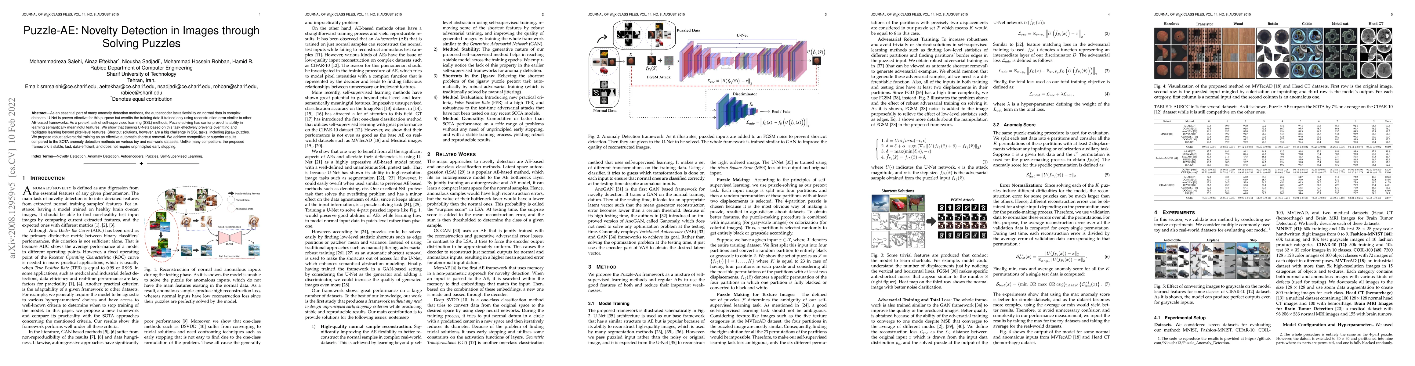 Thumbnail for Puzzle-AE: Novelty Detection in Images through Solving Puzzles