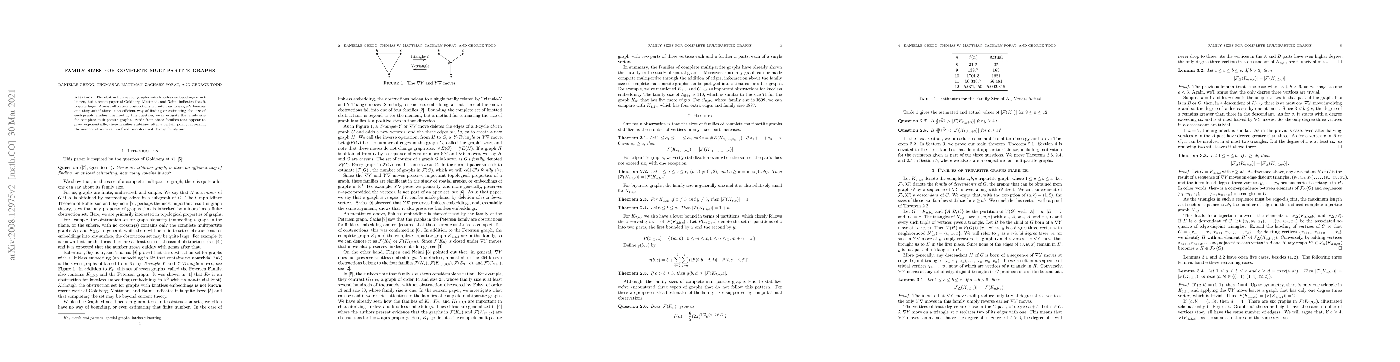 Thumbnail for Family sizes for complete multipartite graphs